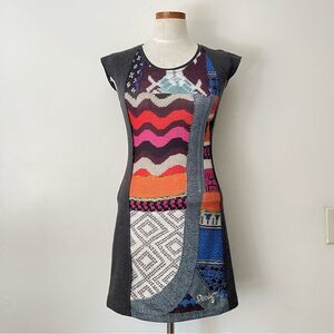 Desigual Gray Mini dress cap sleeves preowned Small